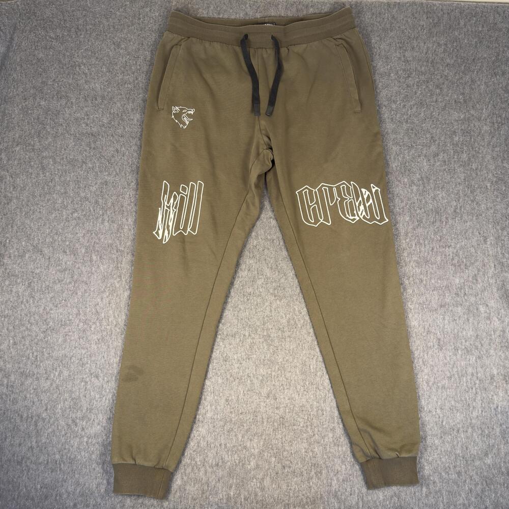 Kill Crew Sweatpants Mens Large Green Joggers Elastic Waist Graphic Logo